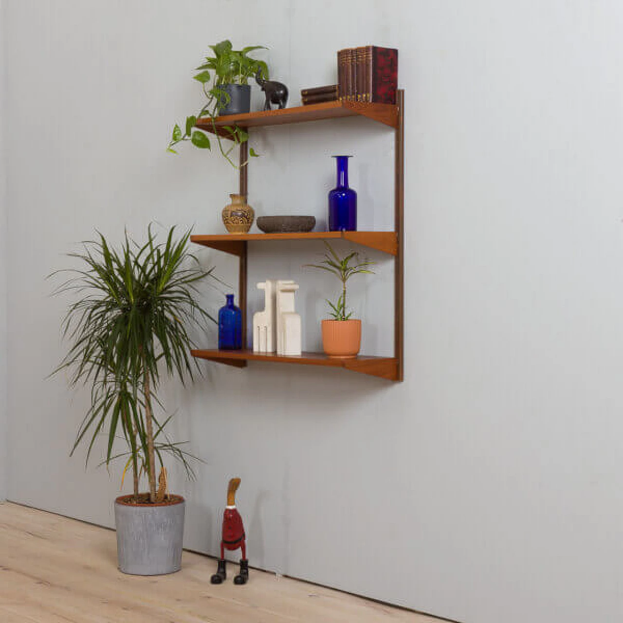 3 Hanging teak shelves by Kai Kristiansen for FM Møbler, 1960s 2