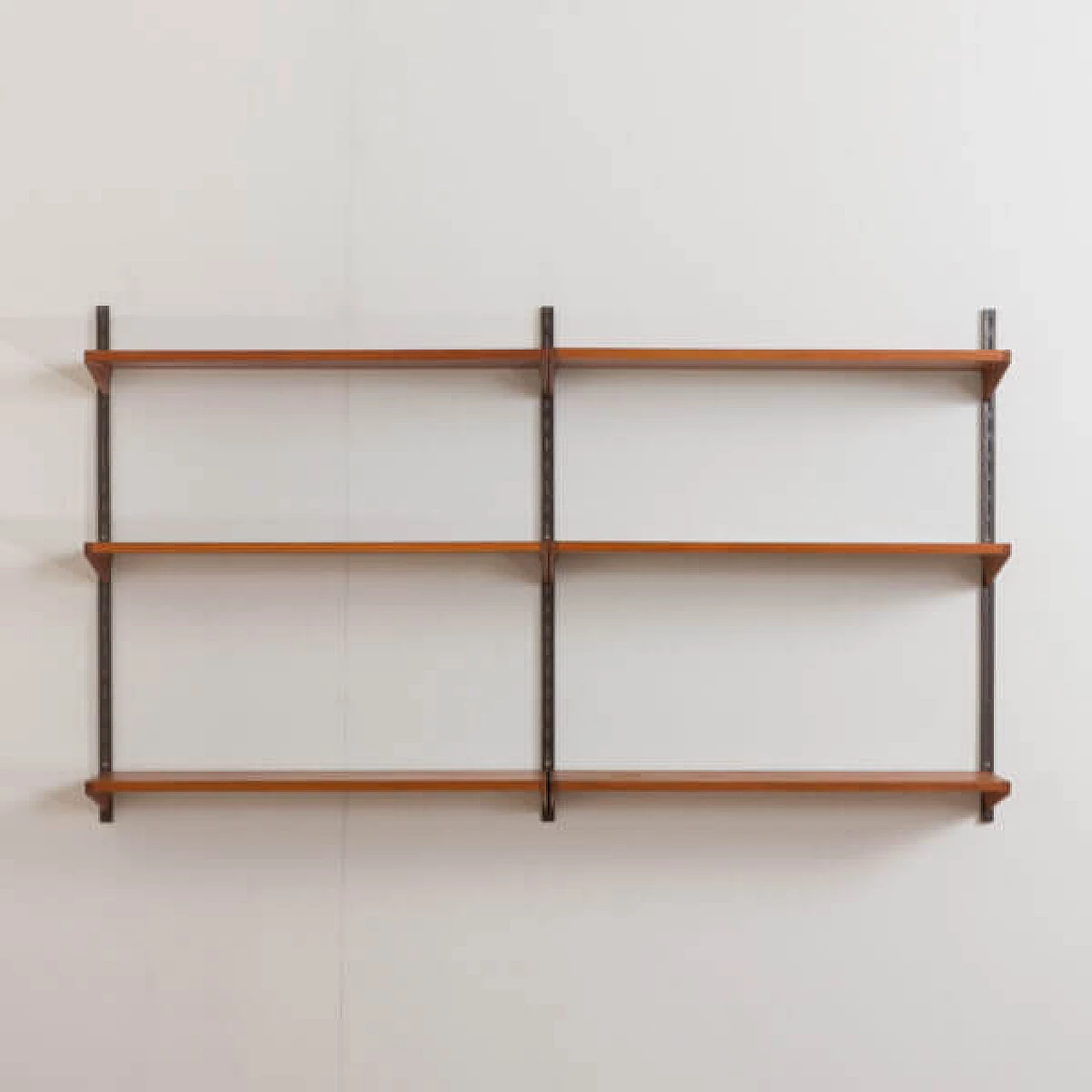 Teak wall cabinet with 6 shelf by Kai Kristiansen for FM, 1960s 5