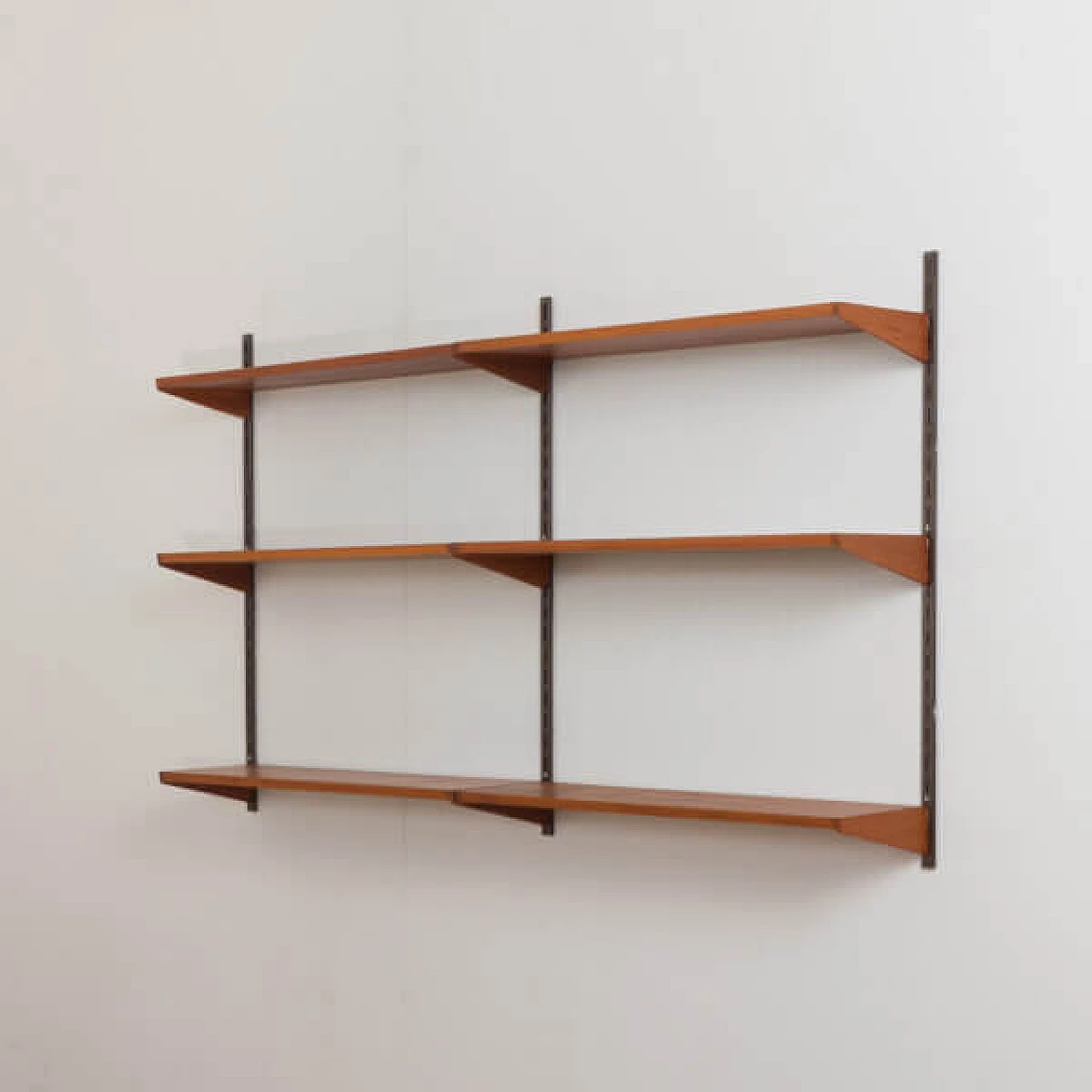 Teak wall cabinet with 6 shelf by Kai Kristiansen for FM, 1960s 6