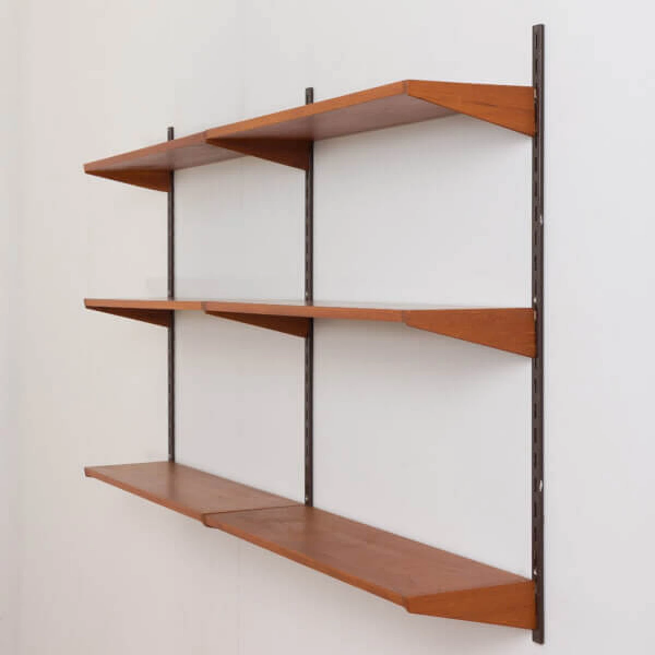 Teak wall cabinet with 6 shelf by Kai Kristiansen for FM, 1960s 7