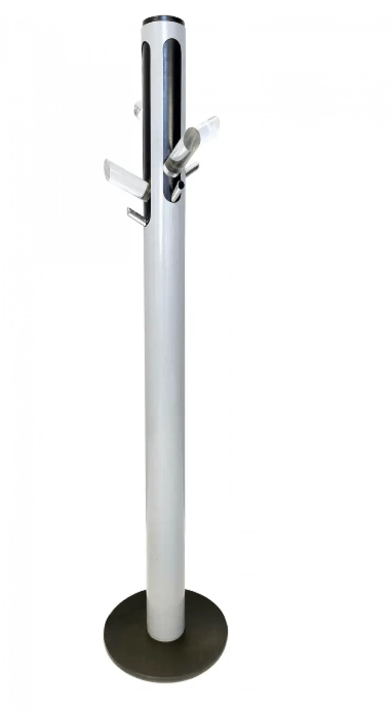 Illuminated painted iron, steel and plexiglass coat stand, 1970s 1