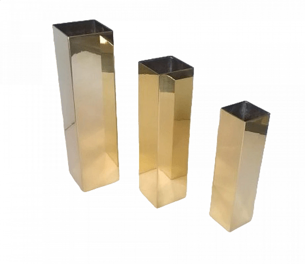 3 Solid brass vases by Carlo Giorgi for Bottega Gadda, 1960s 6