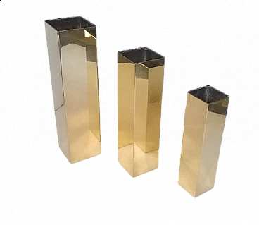 3 Solid brass vases by Carlo Giorgi for Bottega Gadda, 1960s