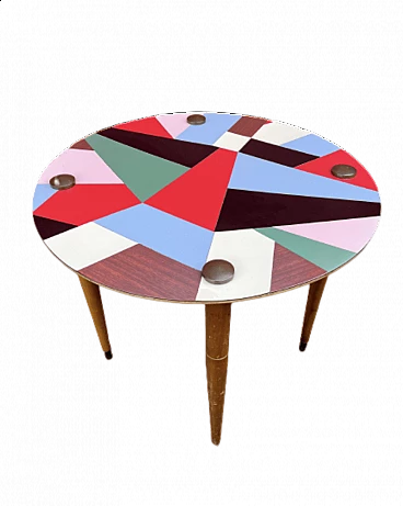 Tavolino da caffè con piano colorato, anni '70