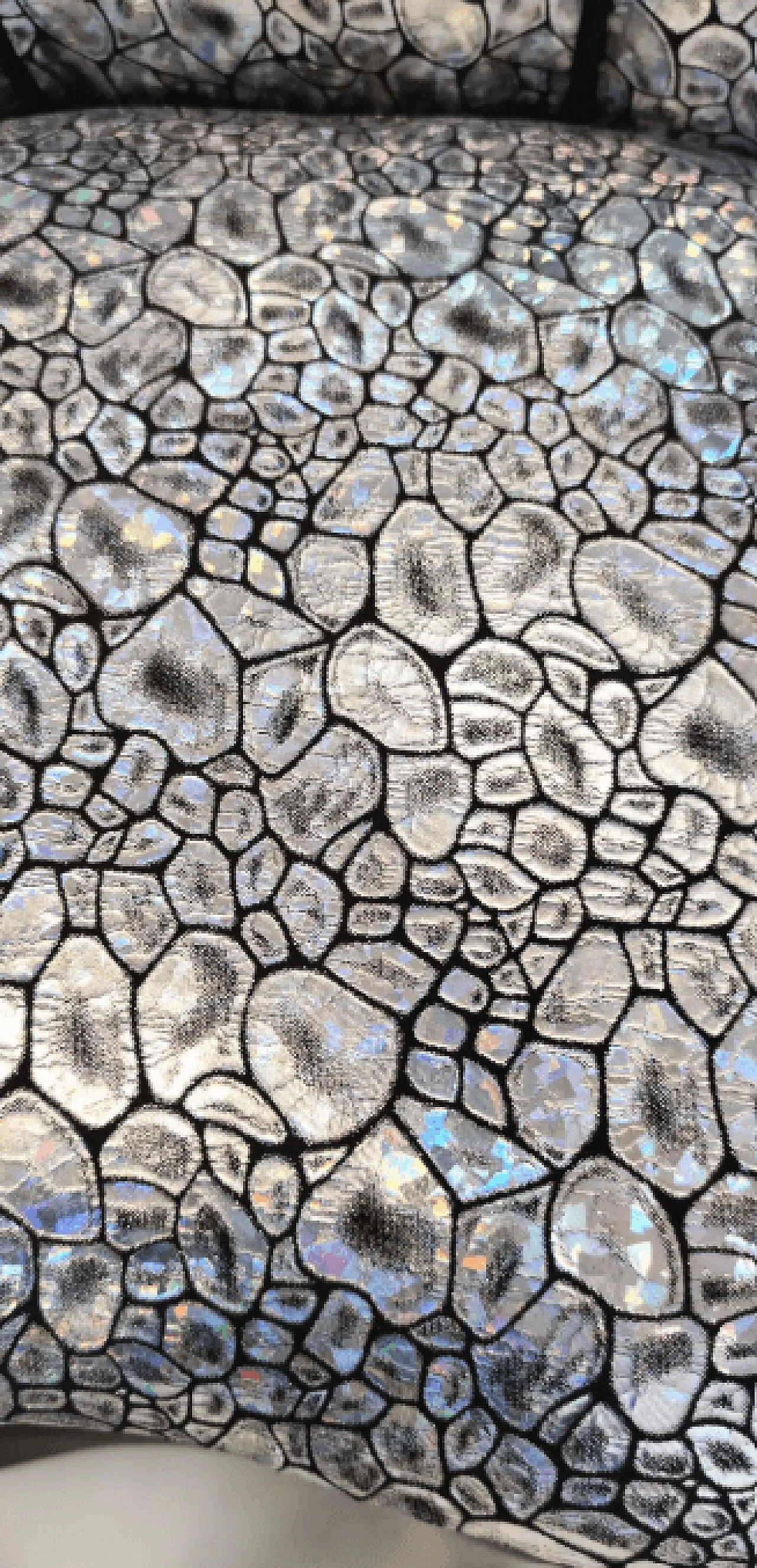 Pair of lounge armchairs with holographic fabric upholstery, 1950s 7