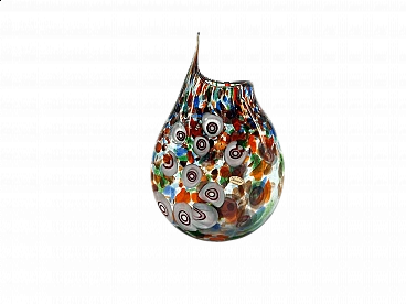 Vaso in vetro di Murano multicolore con murrine