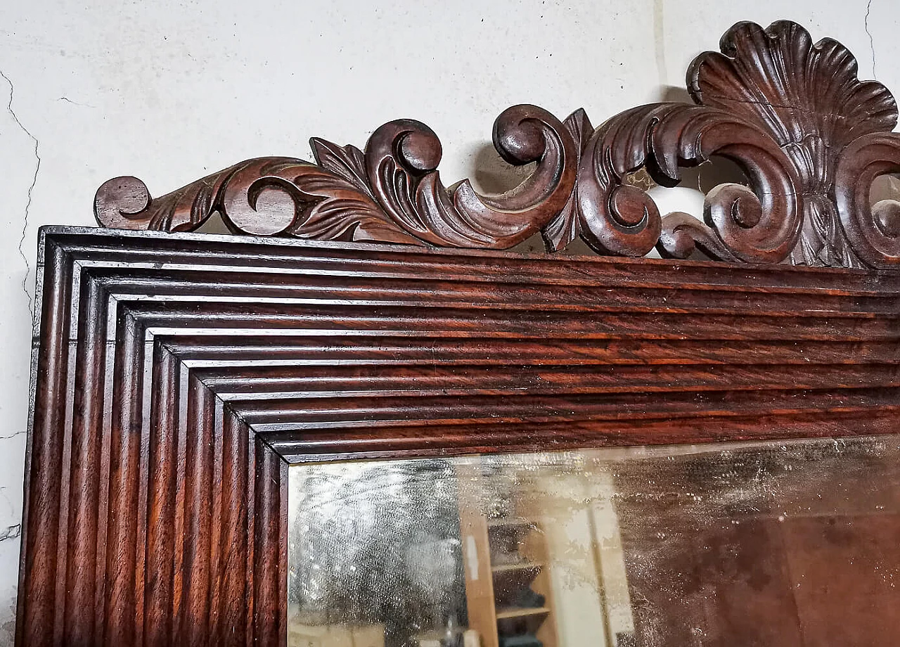 Walnut-framed mirror with carved cimasa, late 19th century 4