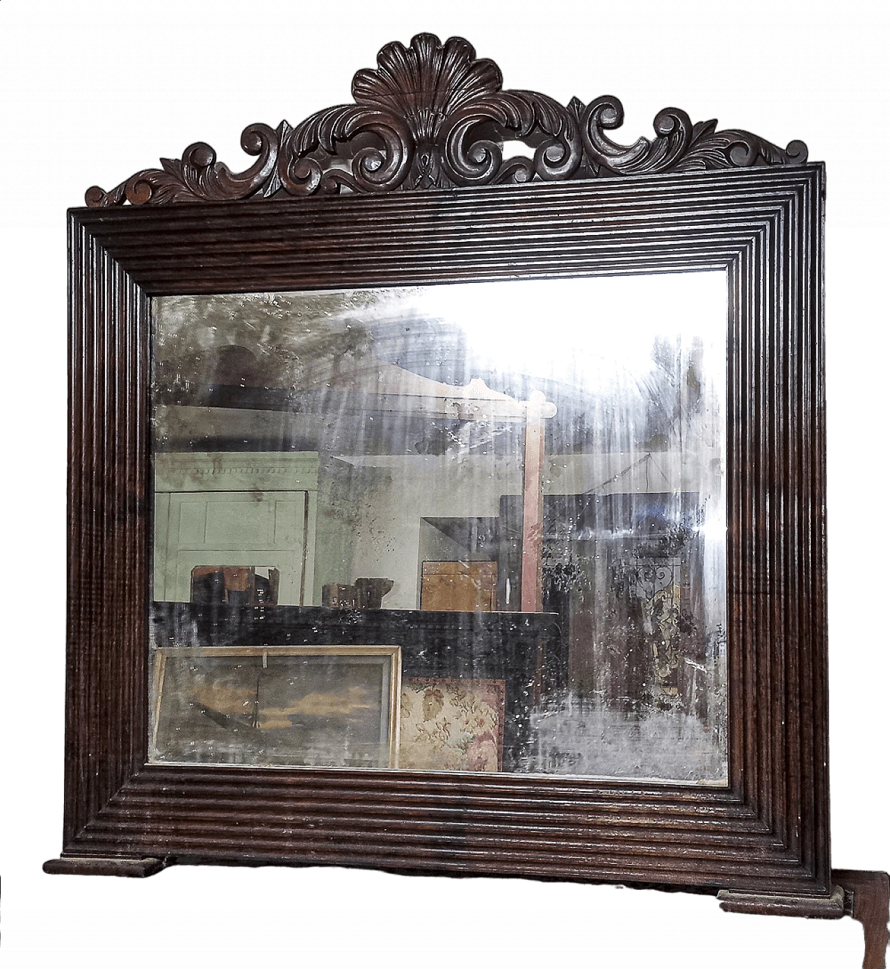 Walnut-framed mirror with carved cimasa, late 19th century 9