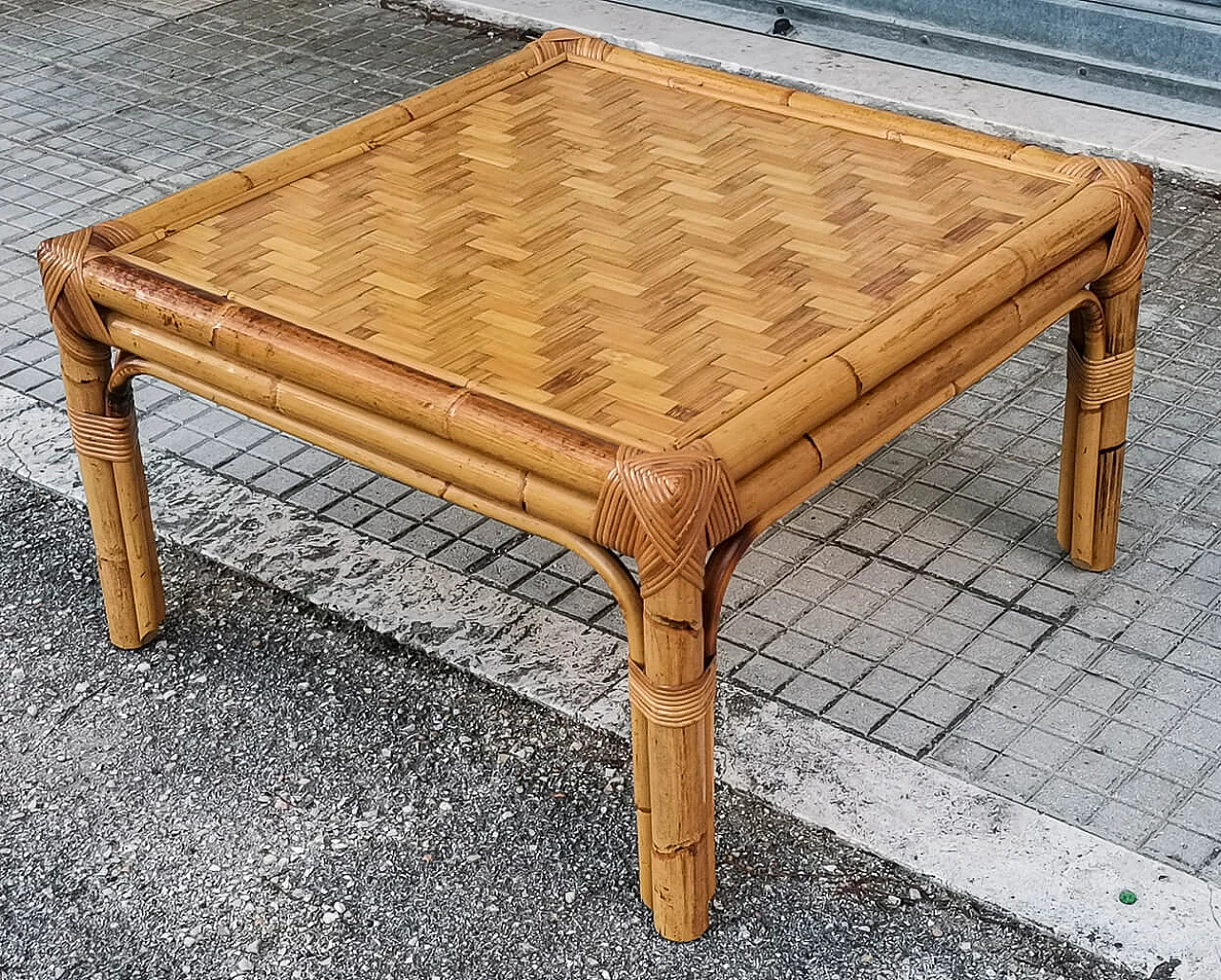 Low bamboo coffee table, 1960s 2