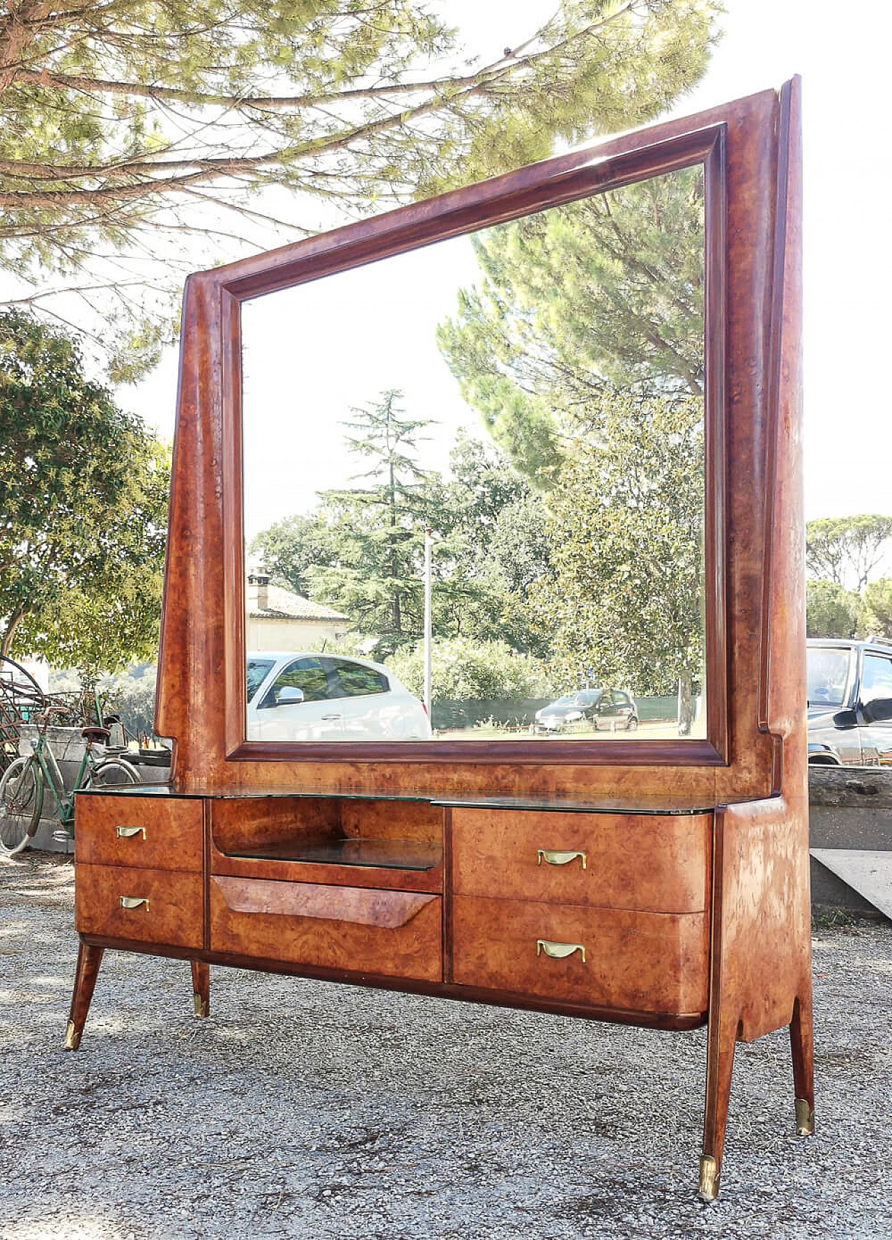 Wooden console table with mirror by Vittorio Dassi, 1950s 3
