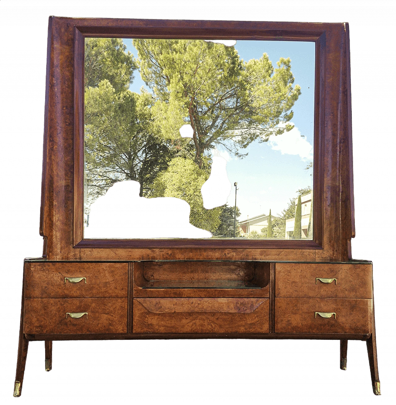 Consolle in legno con specchiera di Vittorio Dassi, anni '50 9