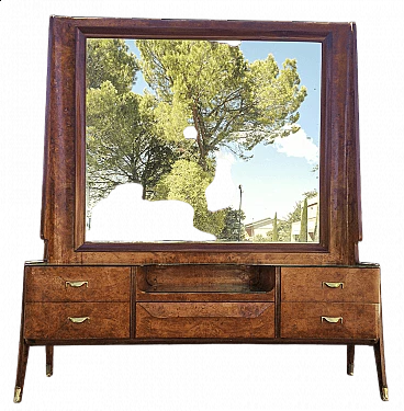 Consolle in legno con specchiera di Vittorio Dassi, anni '50