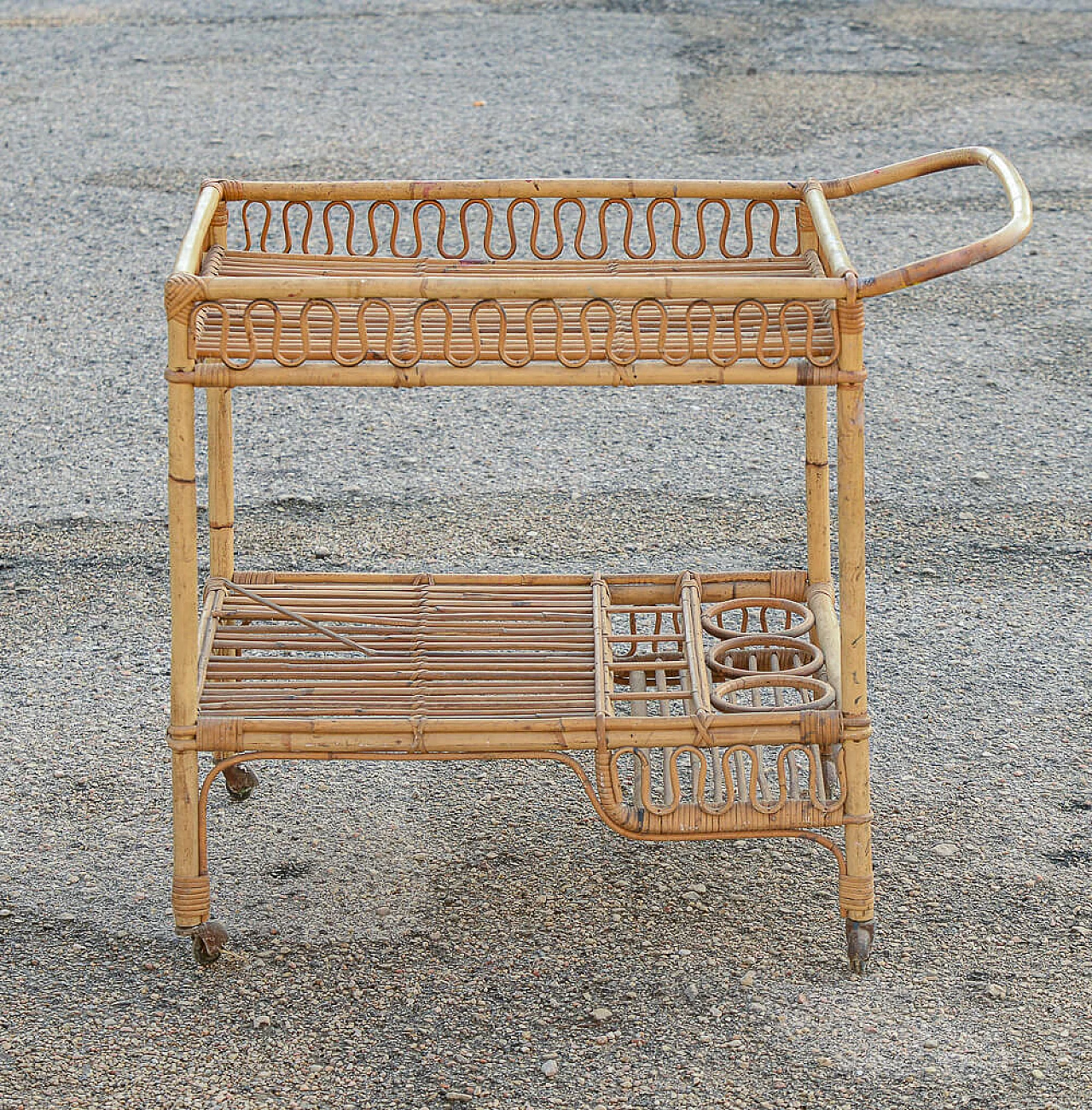 Bar cart in bamboo, 1950s 1