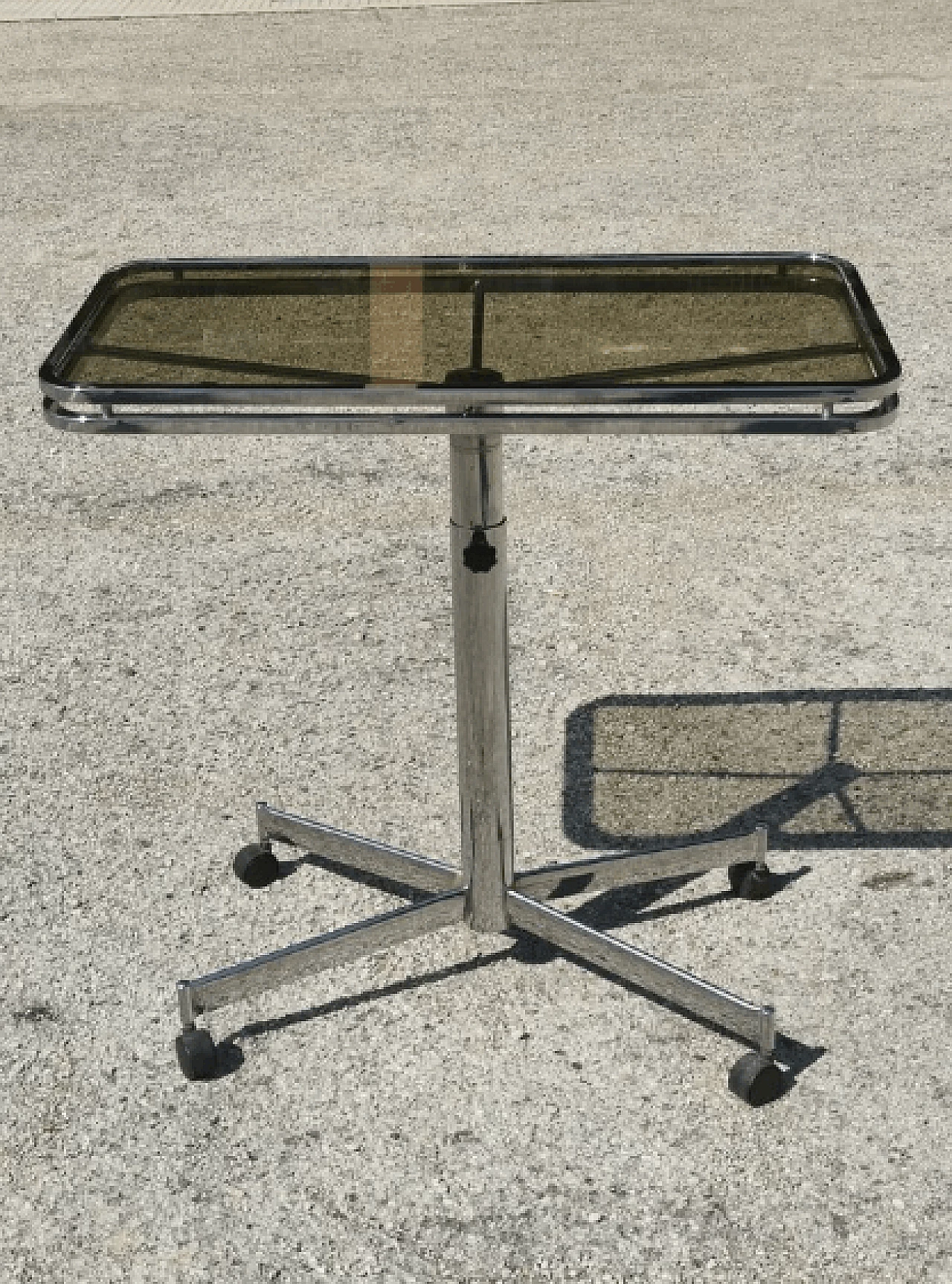 Steel and smoked glass coffee table in the style of Allegri Parma, 1960s 2