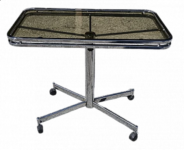 Steel and smoked glass coffee table in the style of Allegri Parma, 1960s