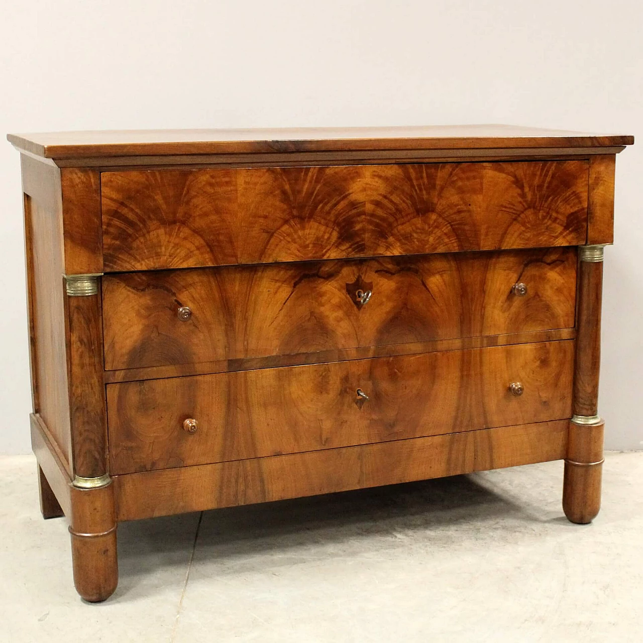 Empire chest of drawers in walnut, early 19th century 6