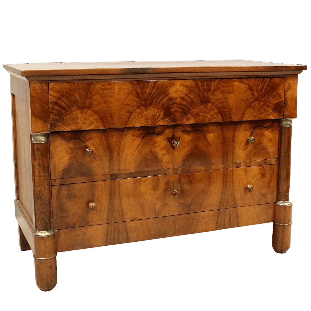 Empire chest of drawers in walnut, early 19th century 10