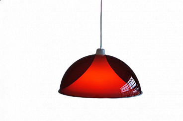 Suspension lamp with red acrylic shade and white diffuser, 1950s
