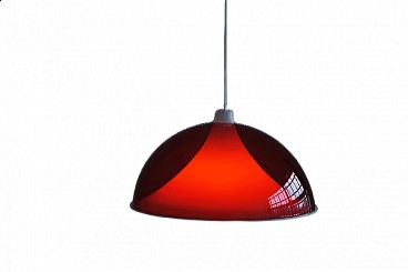 Suspension lamp with red acrylic shade and white diffuser, 1950s
