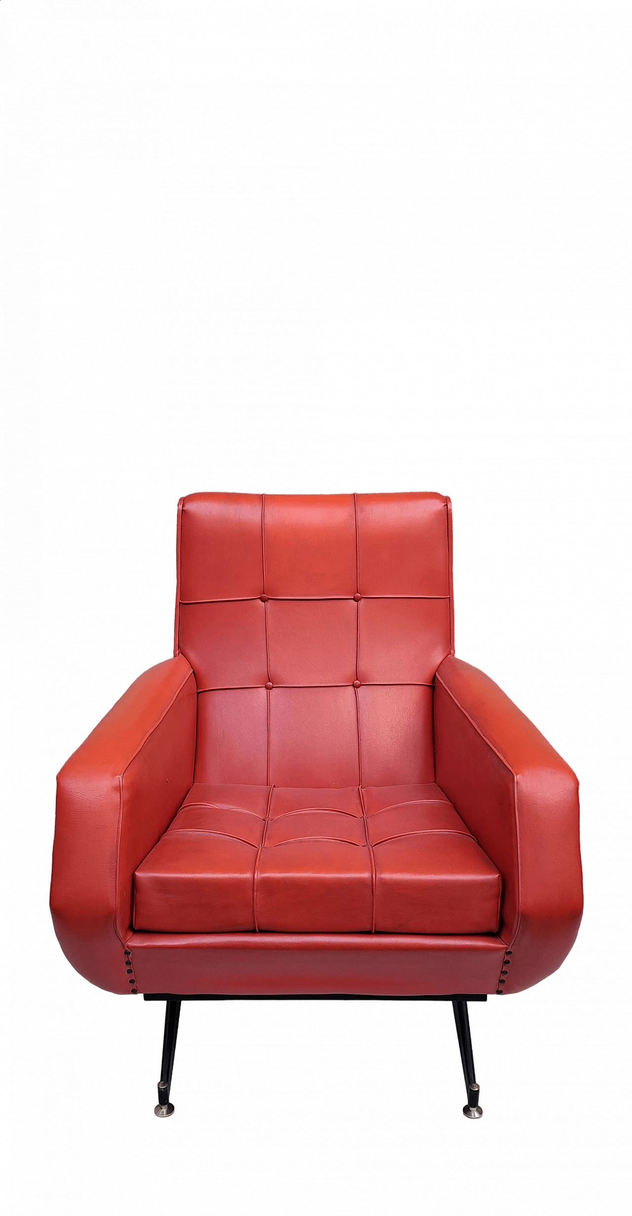 Poltrona in skai rosso, anni '50 9