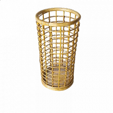 Bamboo umbrella stand with mesh frame, 1960s