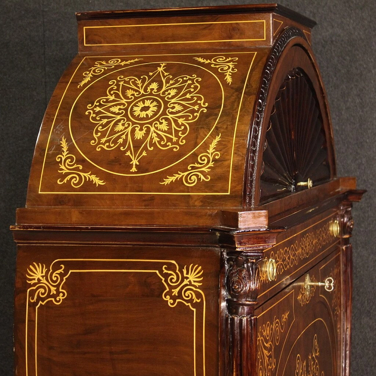 Secrétaire in legno a botte in stile Biedermeier, anni '60 5