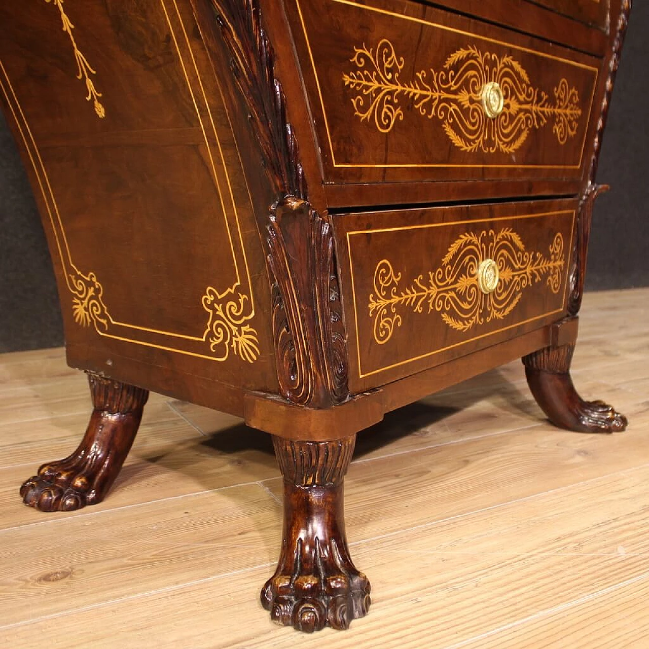 Wooden barrel secretaire in Biedermeier style, 1960s 10