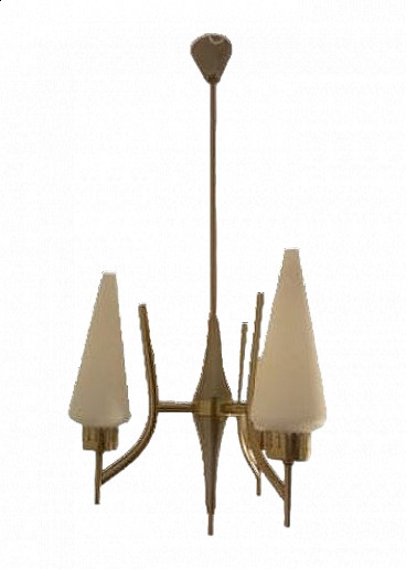 Brass and glass chandelier by Angelo Lelli for Arredoluce, 1950s