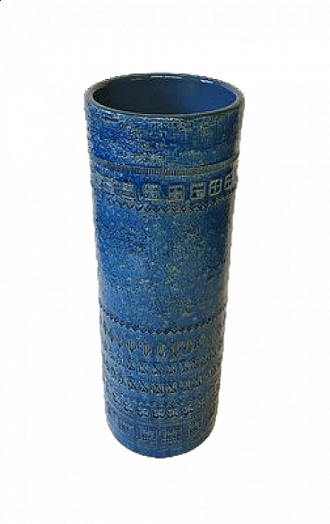 Cylindrical Rimini Blu vase by Aldo Londi for Bitossi, 1960s