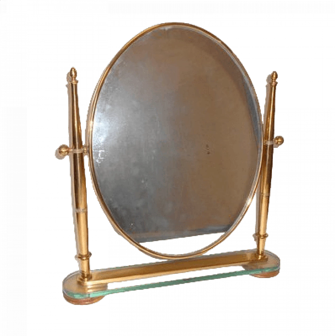 Swinging table mirror in brass and crystal attributed to Fontana Arte, 1940s 8