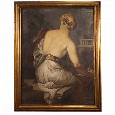 Dipinto raffigurante Betsabea al bagno, olio su tela, '700