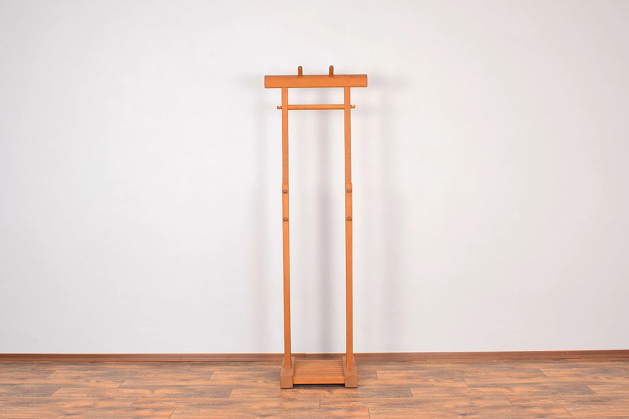 Solid beech floor-standing coat rack, 1970s 1