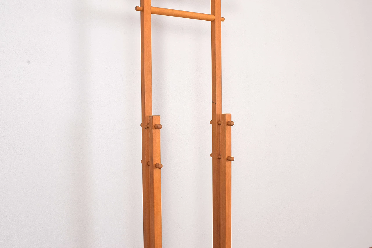 Solid beech floor-standing coat rack, 1970s 4