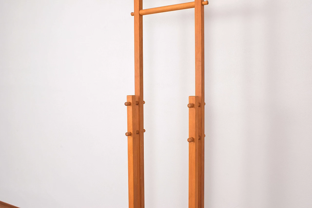 Solid beech floor-standing coat rack, 1970s 5