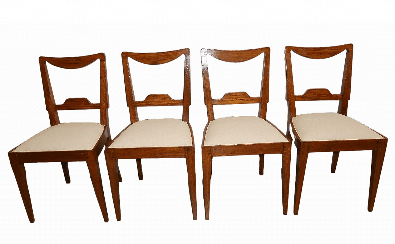4 Solid oak chairs with fabric seat, mid-19th century 12