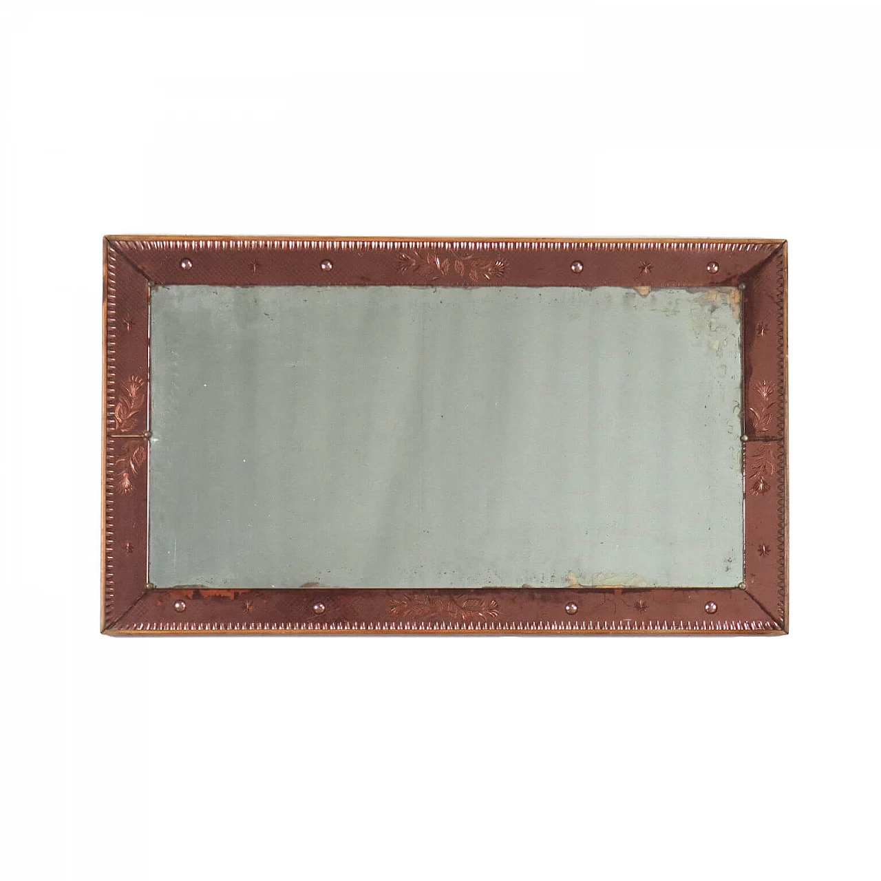 Specchio con cornice in legno e vetro specchiato rosa, anni '40 1