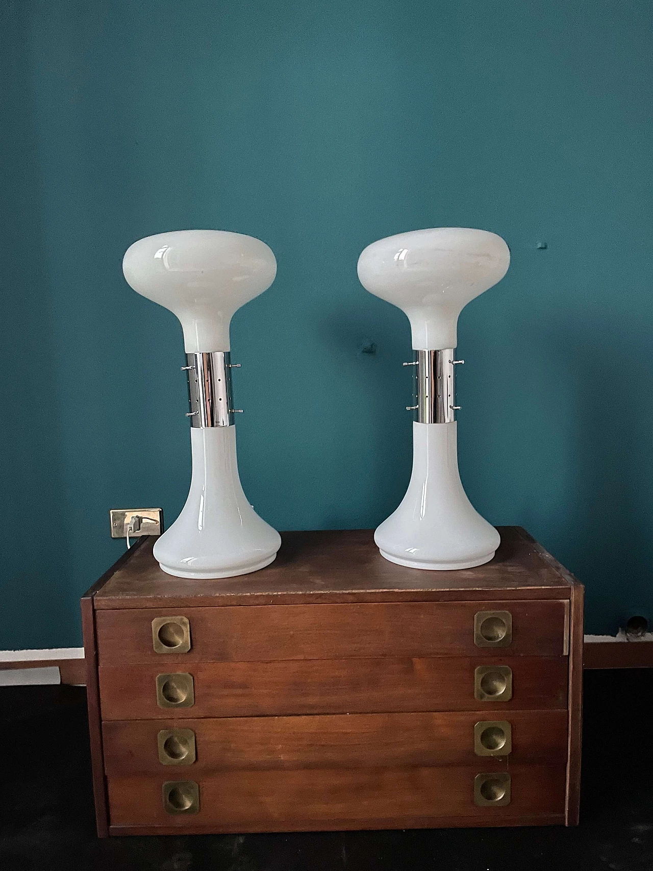 Lampada da tavolo in vetro di Murano di Mazzega, anni '70 1