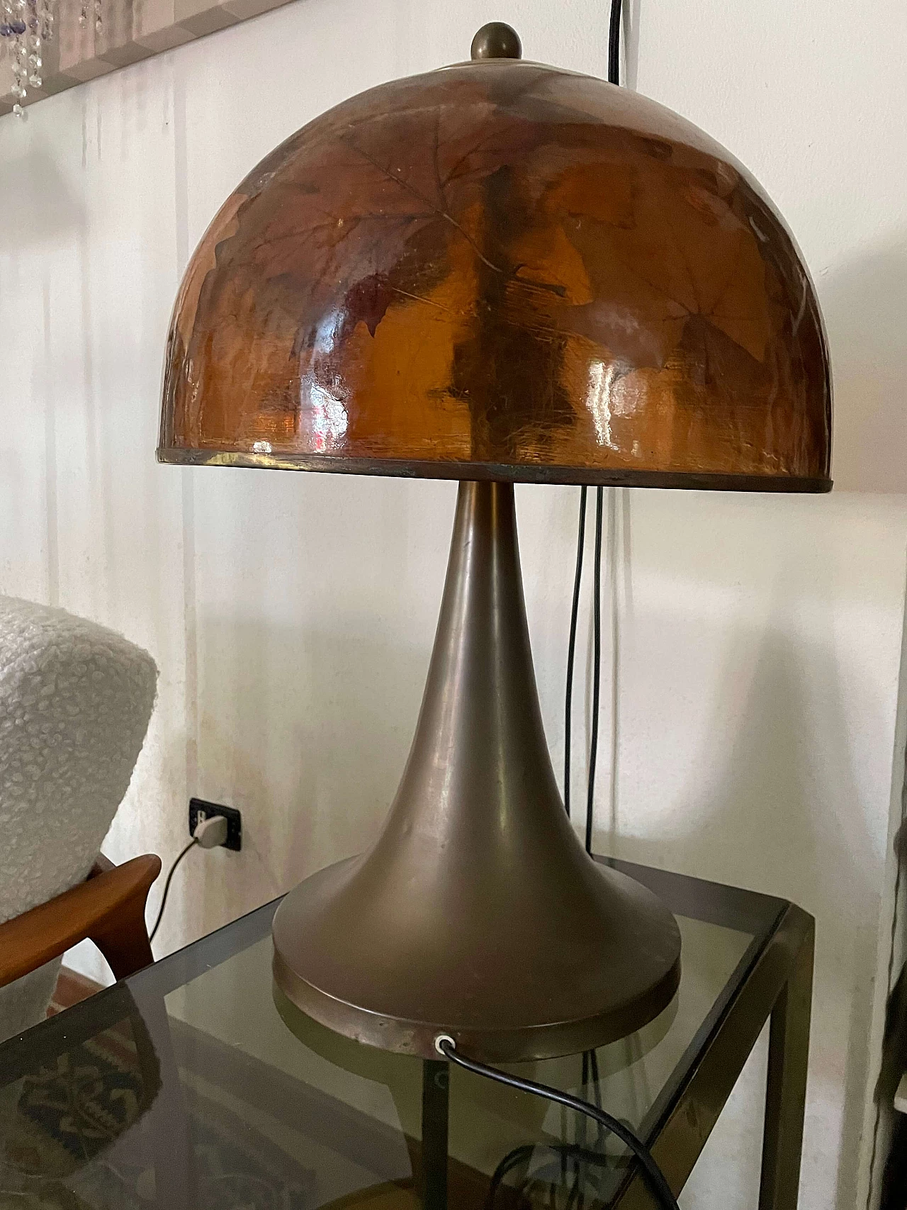 Lampada da tavolo Tulipano in ottone attribuita a Gabriella Crespi, anni '70 7