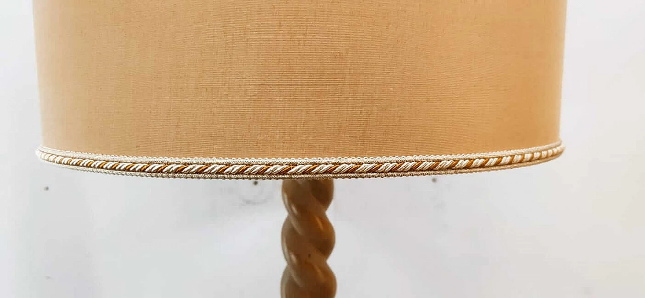 Lampada da terra in legno con paralume in stoffa, anni '70 7