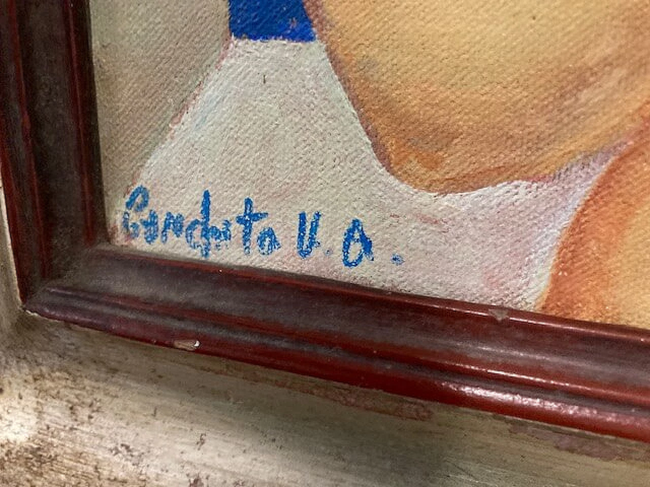 Conchita, donna con uccello e conchiglia, dipinto a olio su tela 4