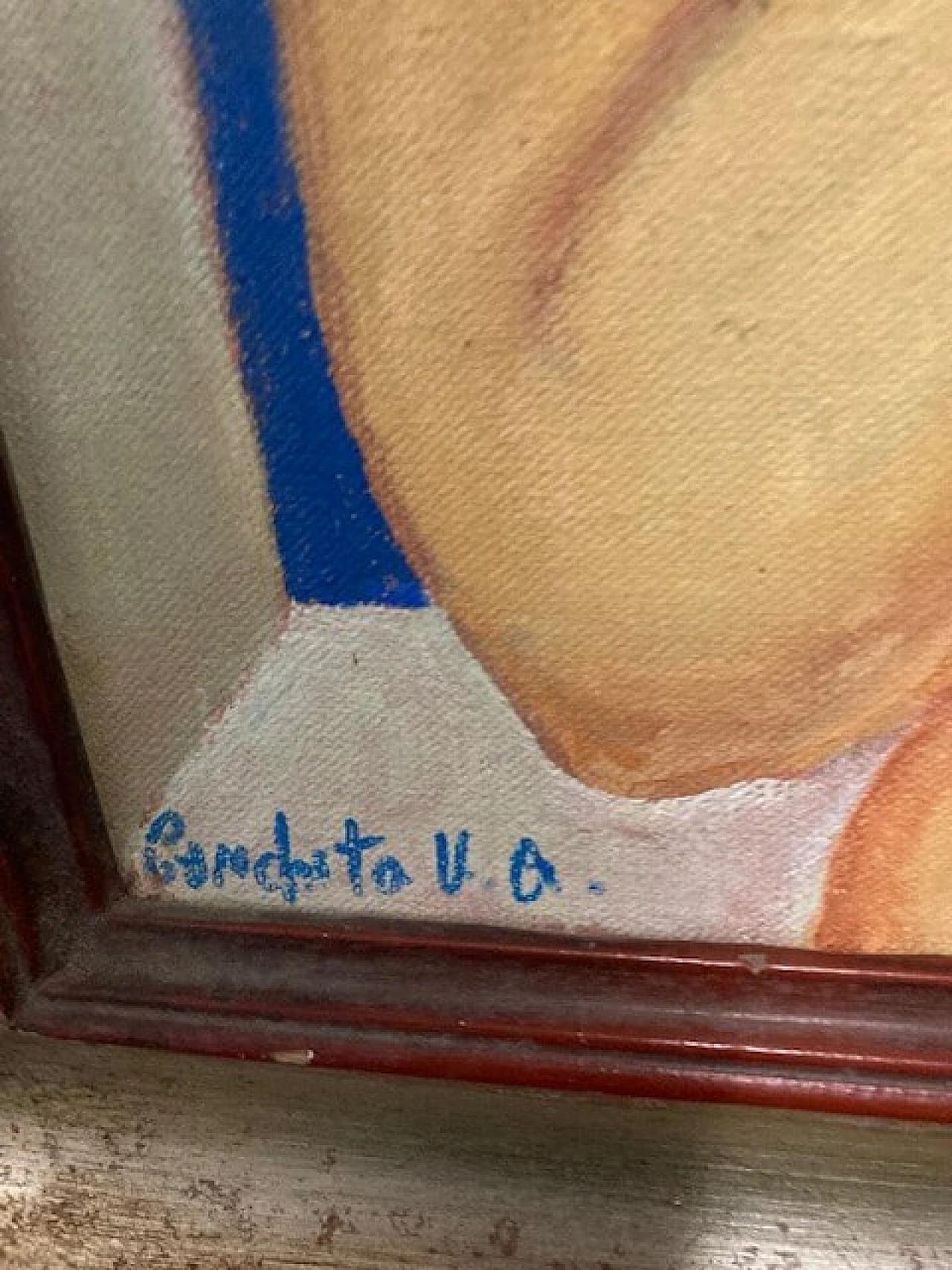 Conchita, donna con uccello e conchiglia, dipinto a olio su tela 7