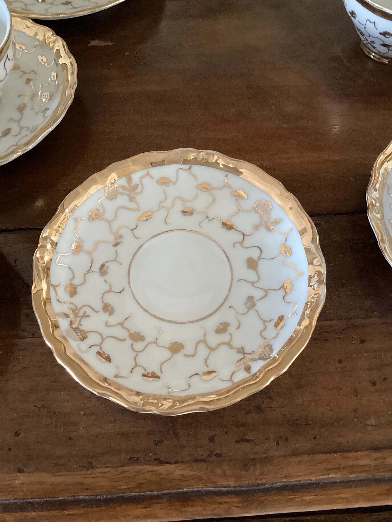 White and gilded ceramic coffee service, 1940s 5