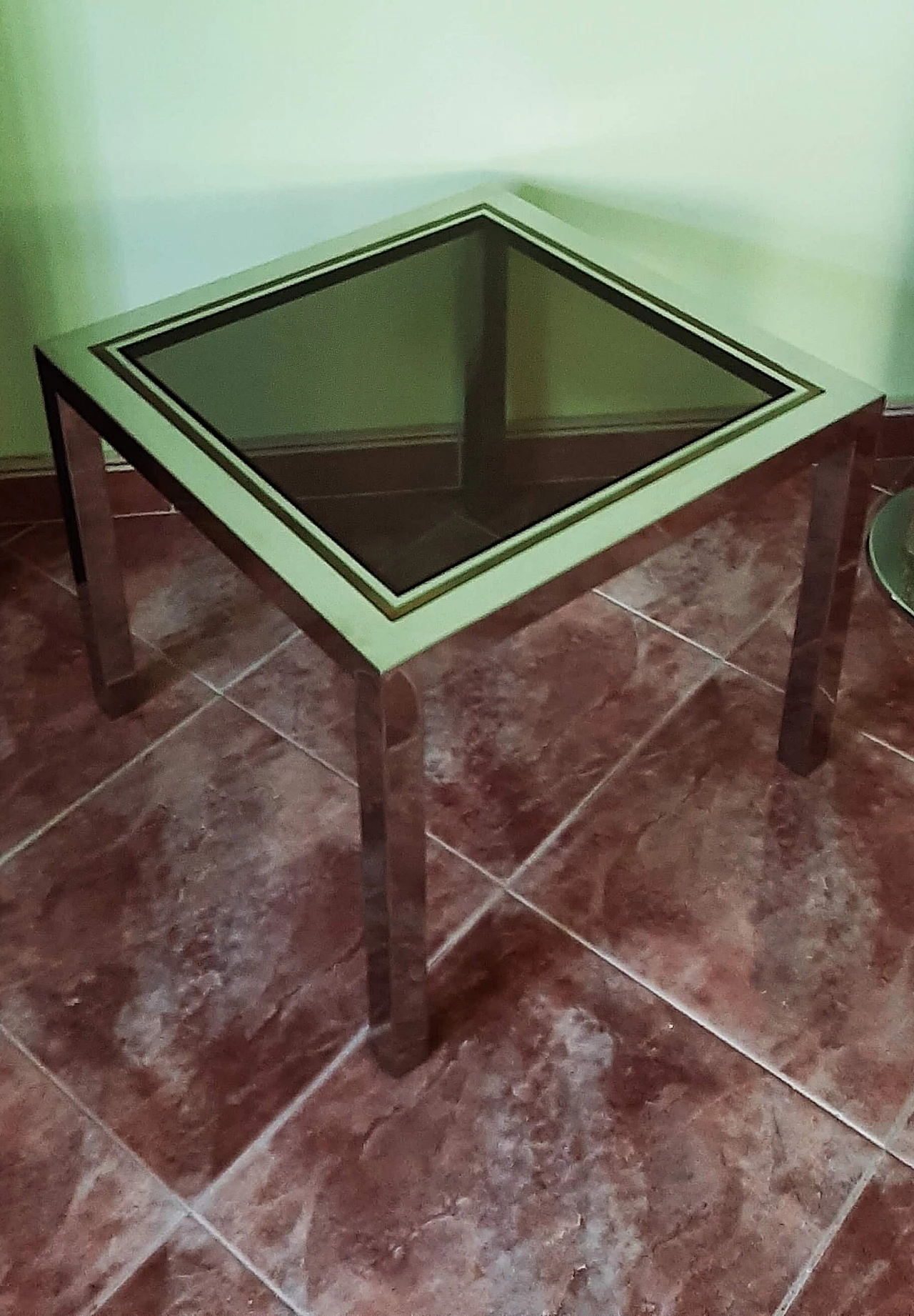 Tavolino in metallo dorato e argentato con piano in vetro di Romeo Rega, anni '60 7
