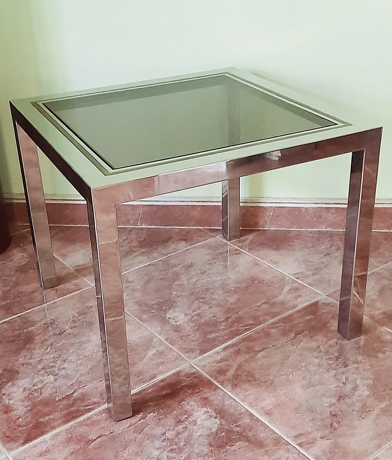 Tavolino in metallo dorato e argentato con piano in vetro di Romeo Rega, anni '60 9