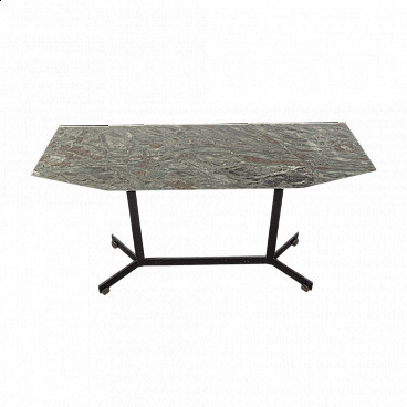 Metal console with gray marble top, 1960s