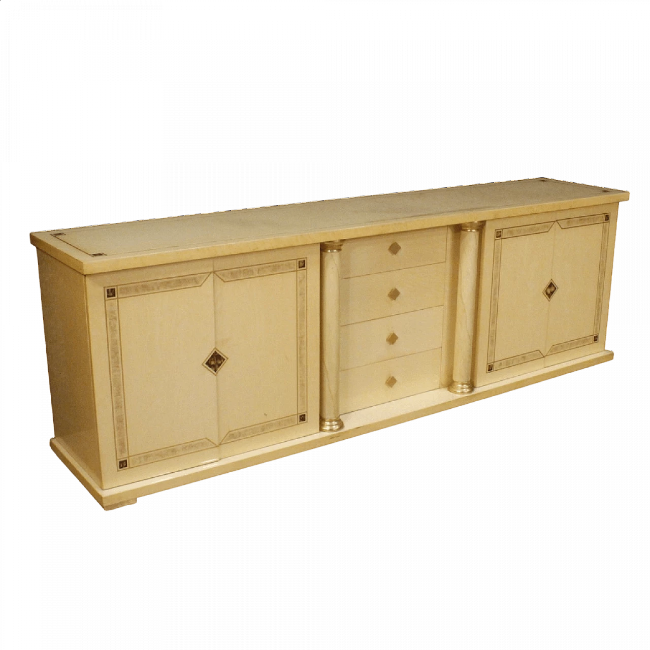 Exotic wood sideboard with brass decorations, 1960s 13