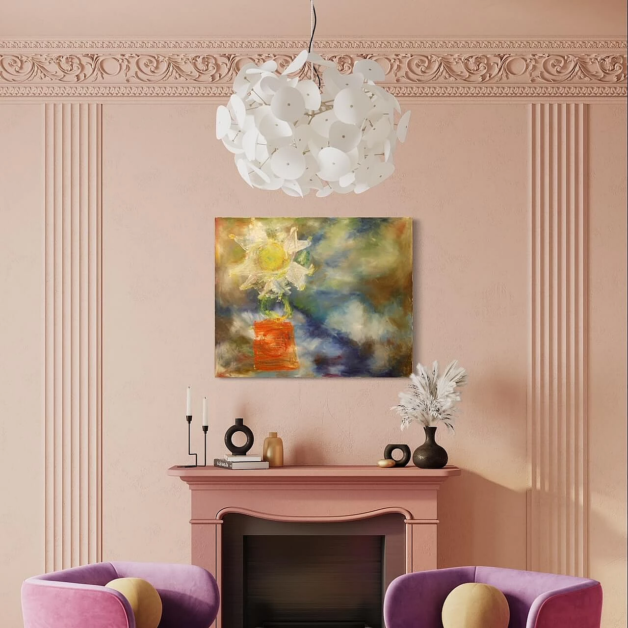 Dipinto olandese astratto, tecnica mista su tela, anni '90 2