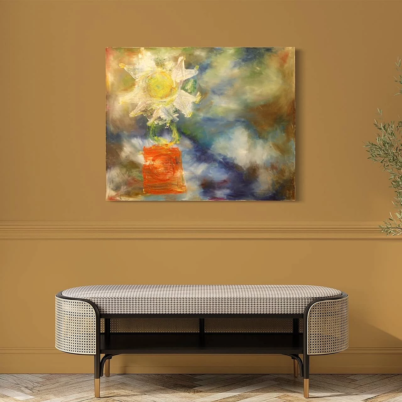 Dipinto olandese astratto, tecnica mista su tela, anni '90 4