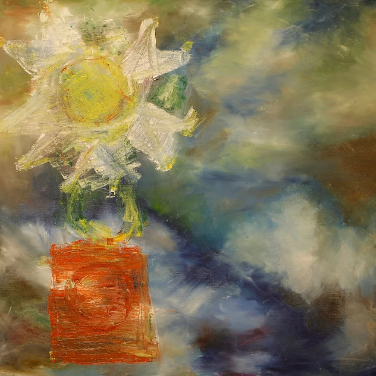 Dipinto olandese astratto, tecnica mista su tela, anni '90 6