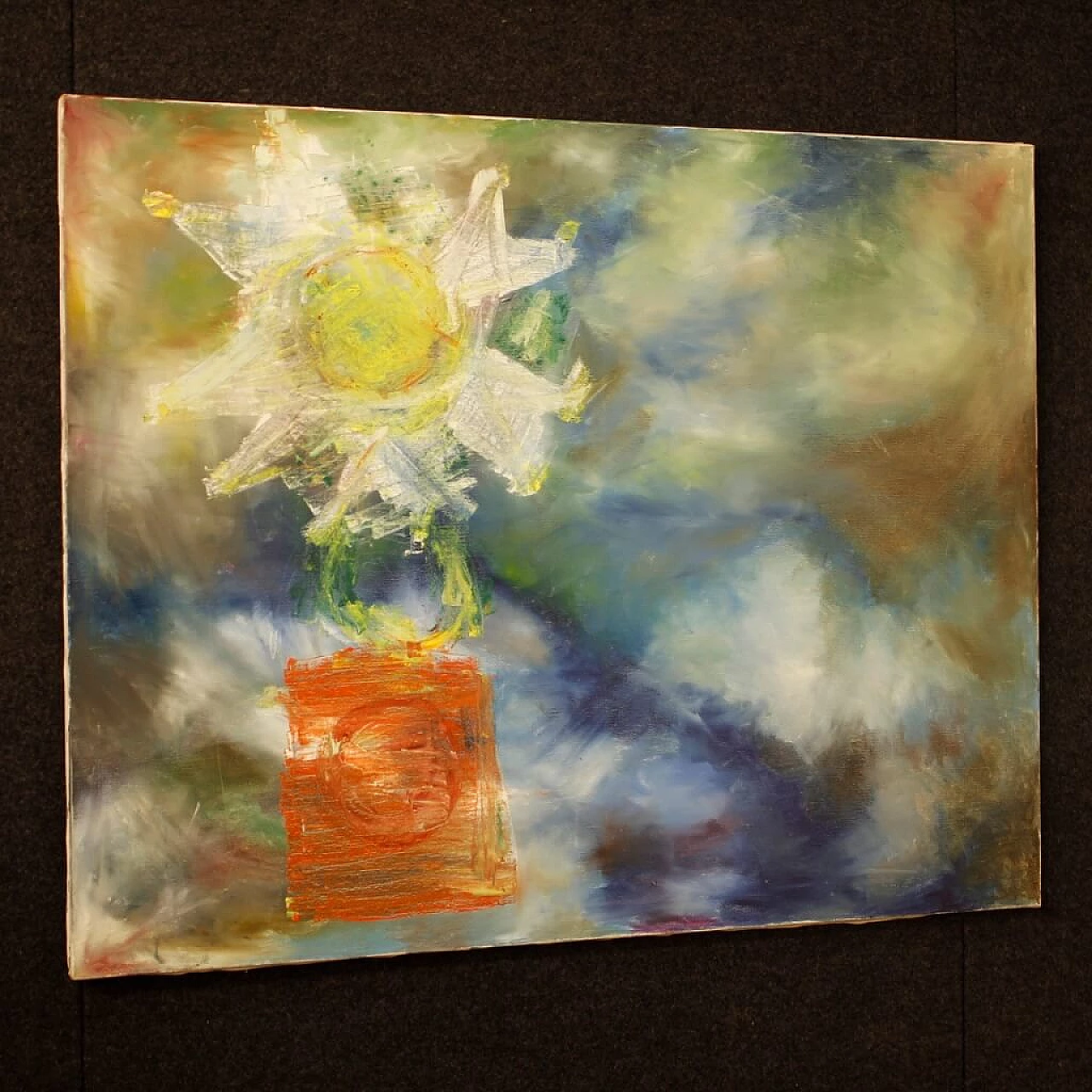 Dipinto olandese astratto, tecnica mista su tela, anni '90 9